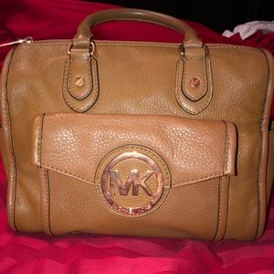 Michael Kors Cognac Satchel w/ rose gold hardware